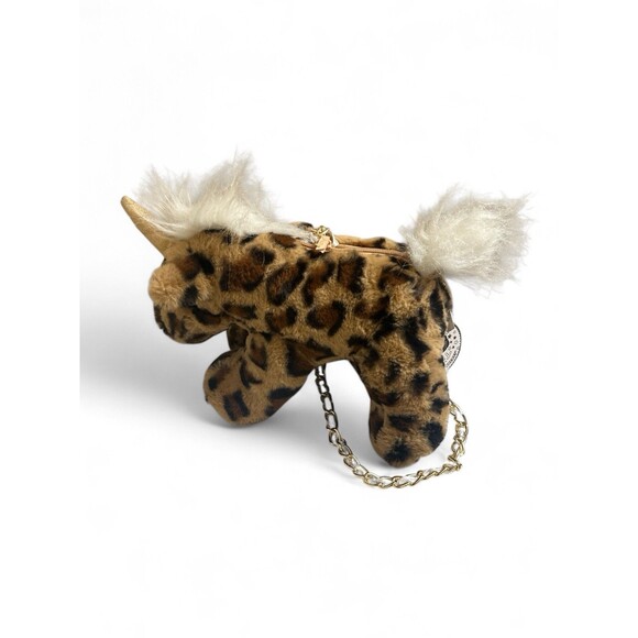 NWT Olly & Me Unicorn Child Plush Purse  Bag Chain Leopard Animal Print New - Picture 2 of 4